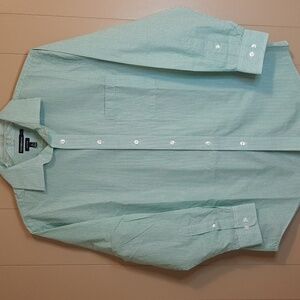 Croft & Barrow Men's 16 32 / 33 Long Sleeve Button Down Mint Green And White